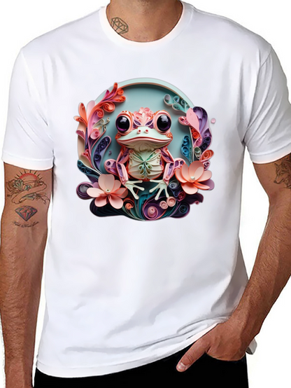 Quilled Frog Graphic T-Shirt - Unique Artistic Design