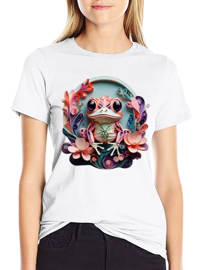 Quilled Frog Graphic T-Shirt - Unique Artistic Design