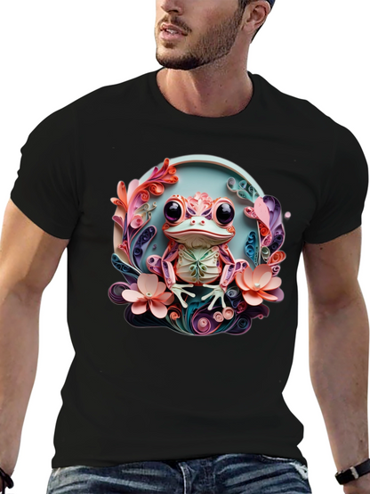 Quilled Frog Graphic T-Shirt - Unique Artistic Design