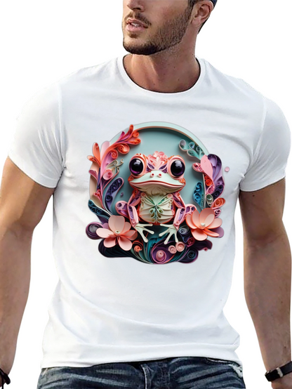 Quilled Frog Graphic T-Shirt - Unique Artistic Design
