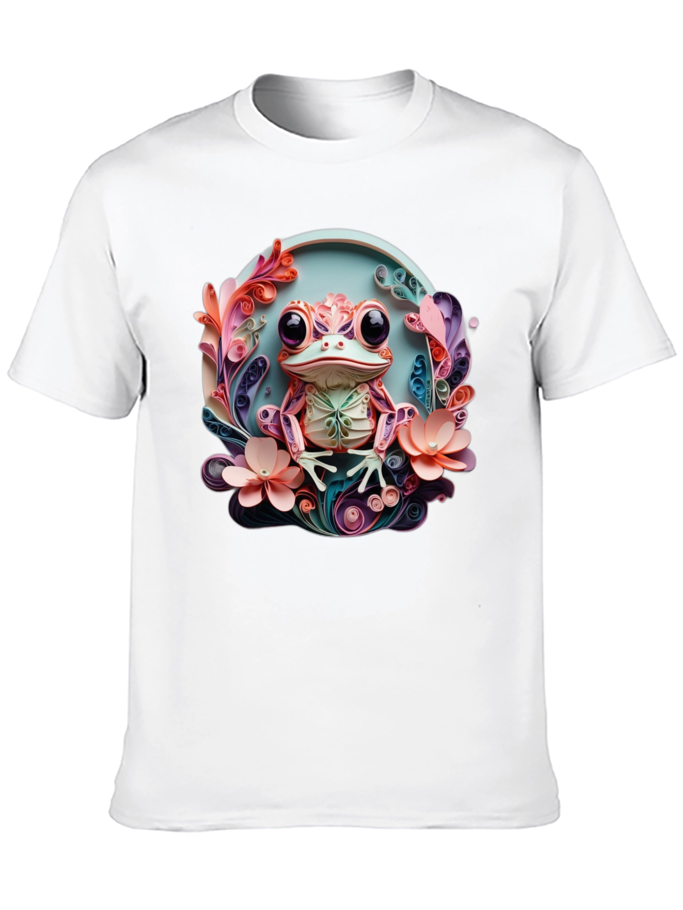 Quilled Frog Graphic T-Shirt - Unique Artistic Design