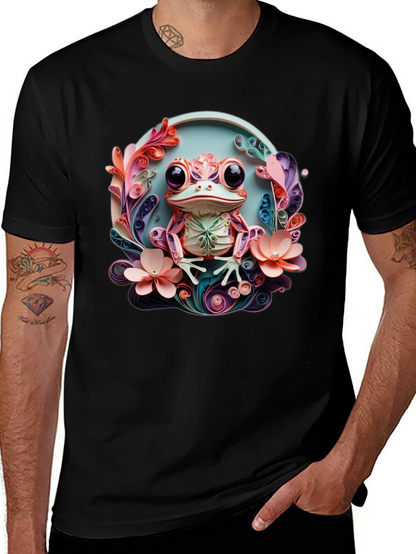 Quilled Frog Graphic T-Shirt - Unique Artistic Design