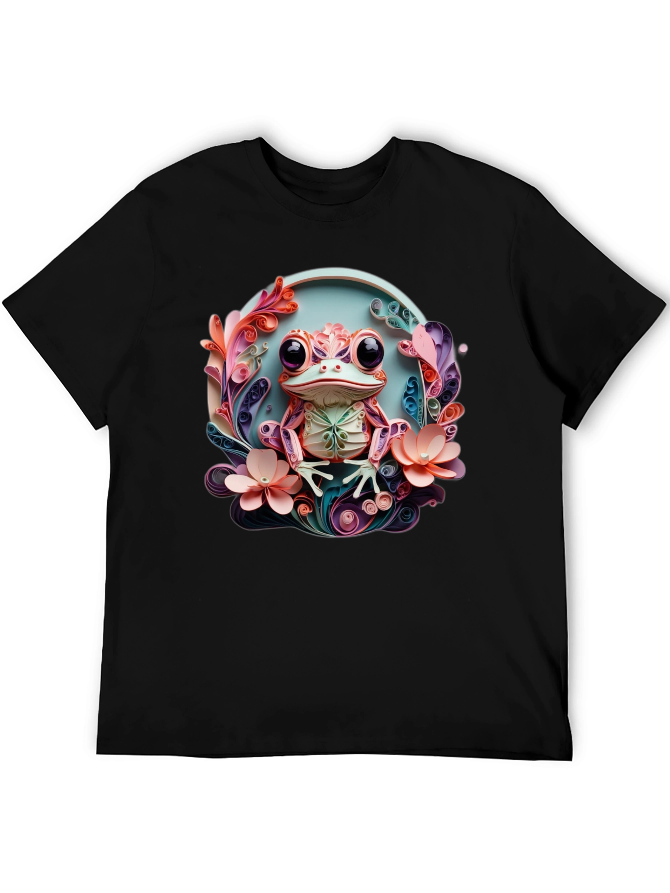 Quilled Frog Graphic T-Shirt - Unique Artistic Design