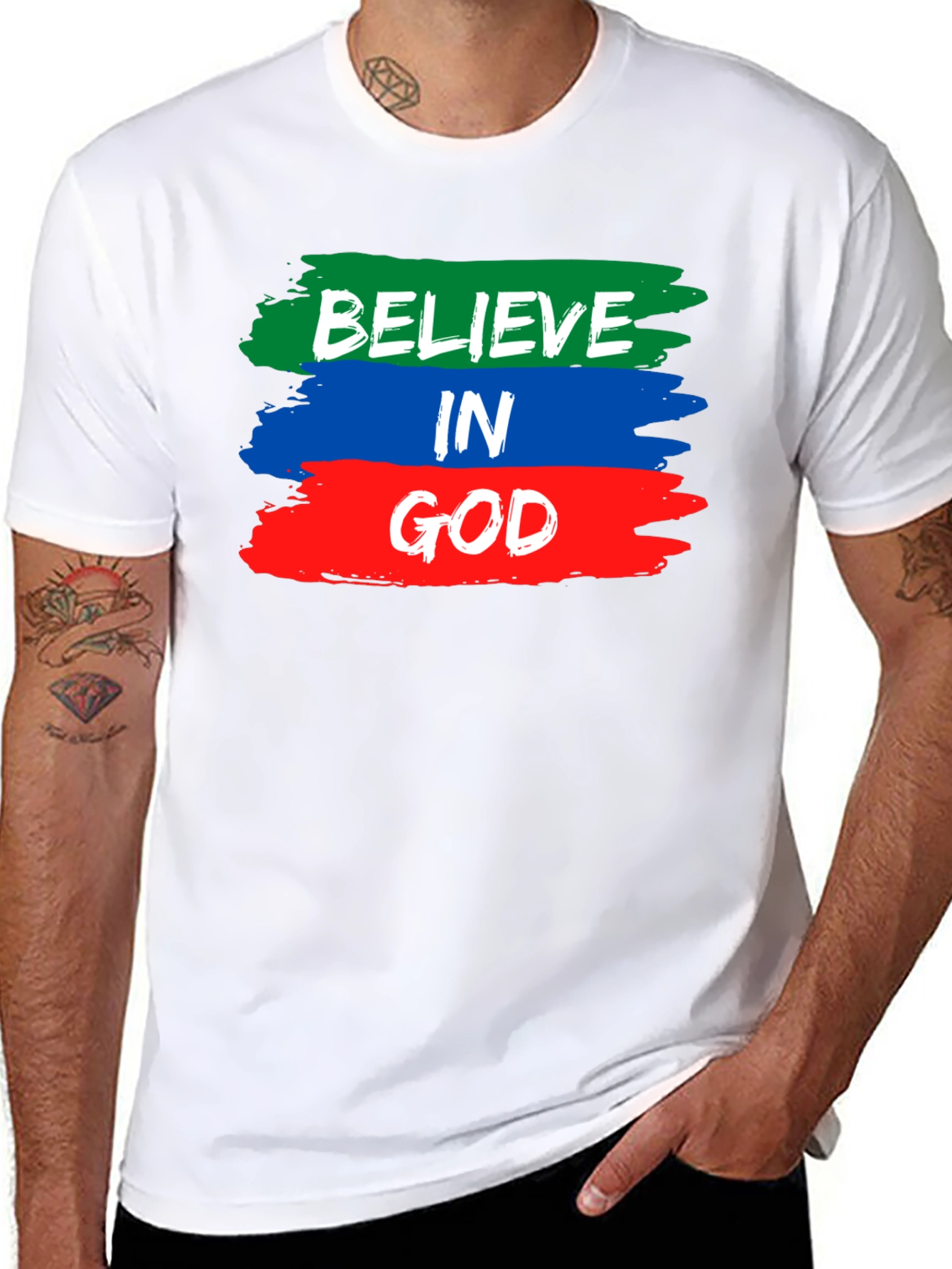 Believe in God T-Shirt - Brush Stroke Design