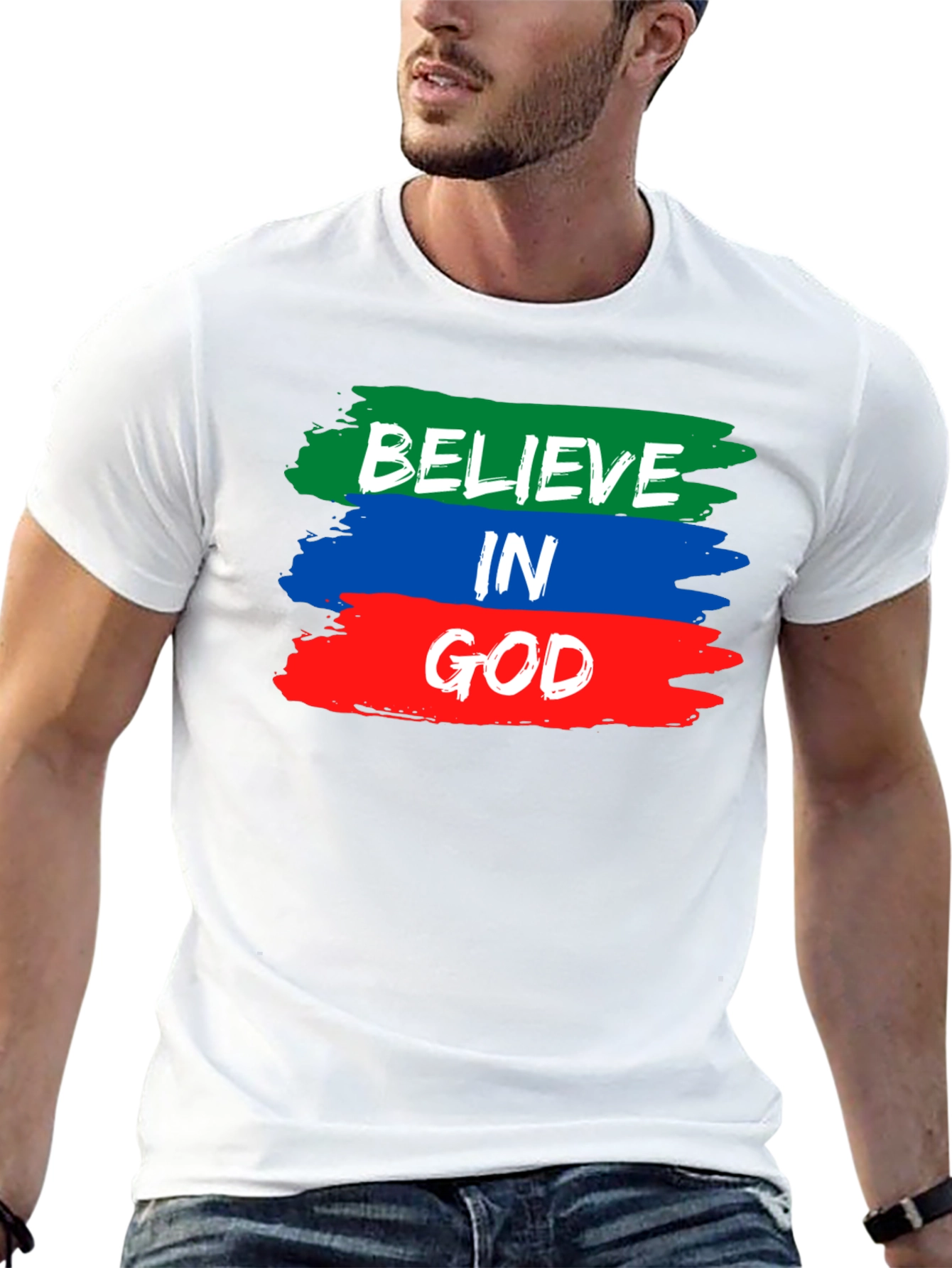 Believe in God T-Shirt - Brush Stroke Design