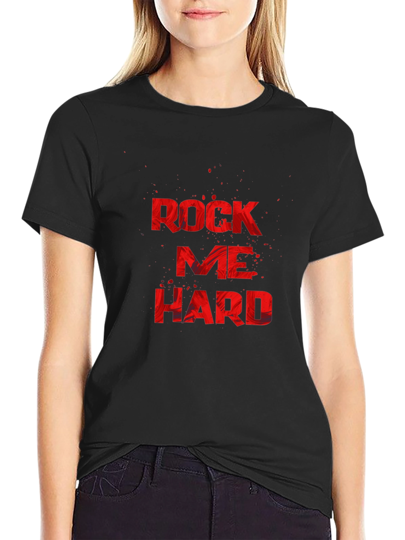 Rock Me Hard Black Graphic T-Shirt