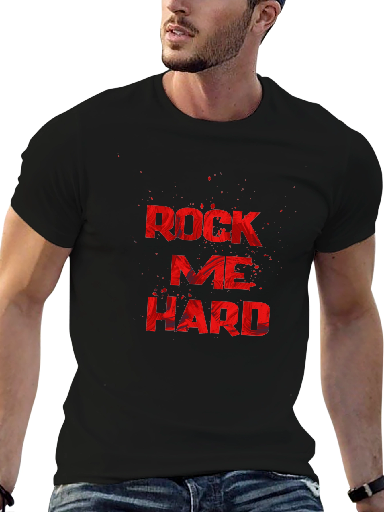 Rock Me Hard Black Graphic T-Shirt