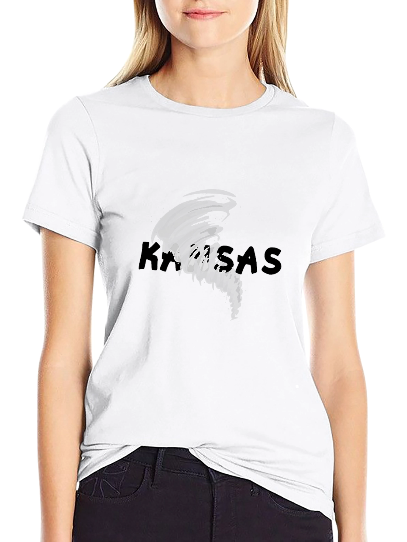 Kansas Tornado Graphic Print Tee - Black