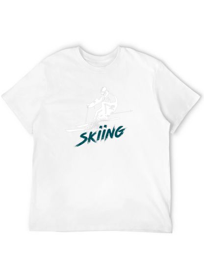 Skiing Graphic Tee - Black Cotton T-Shirt