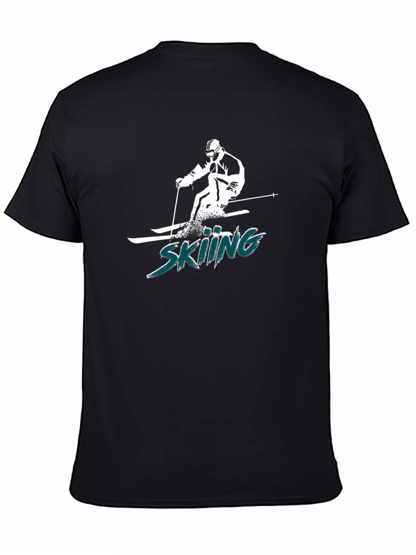 Skiing Graphic Tee - Black Cotton T-Shirt
