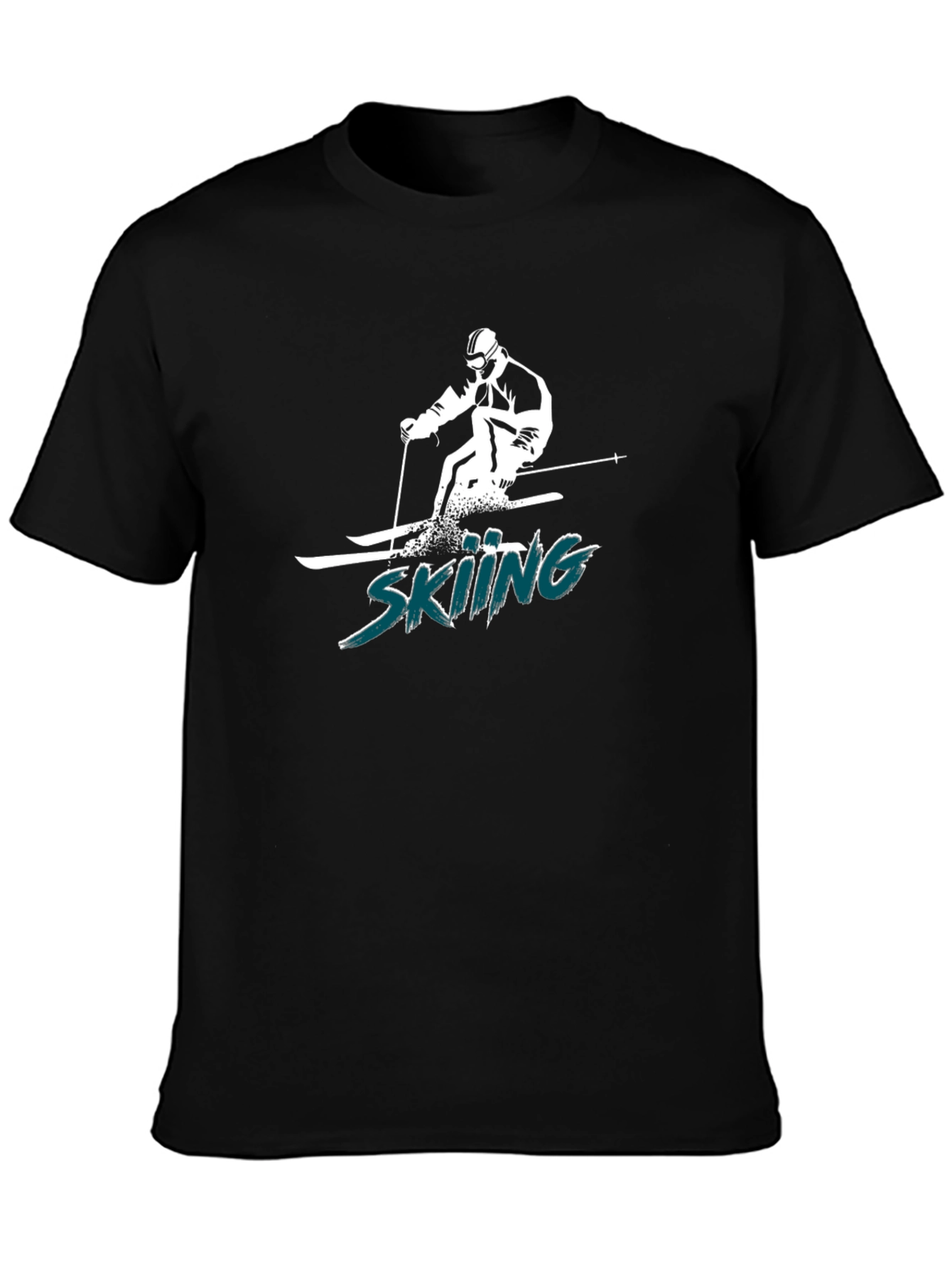 Skiing Graphic Tee - Black Cotton T-Shirt