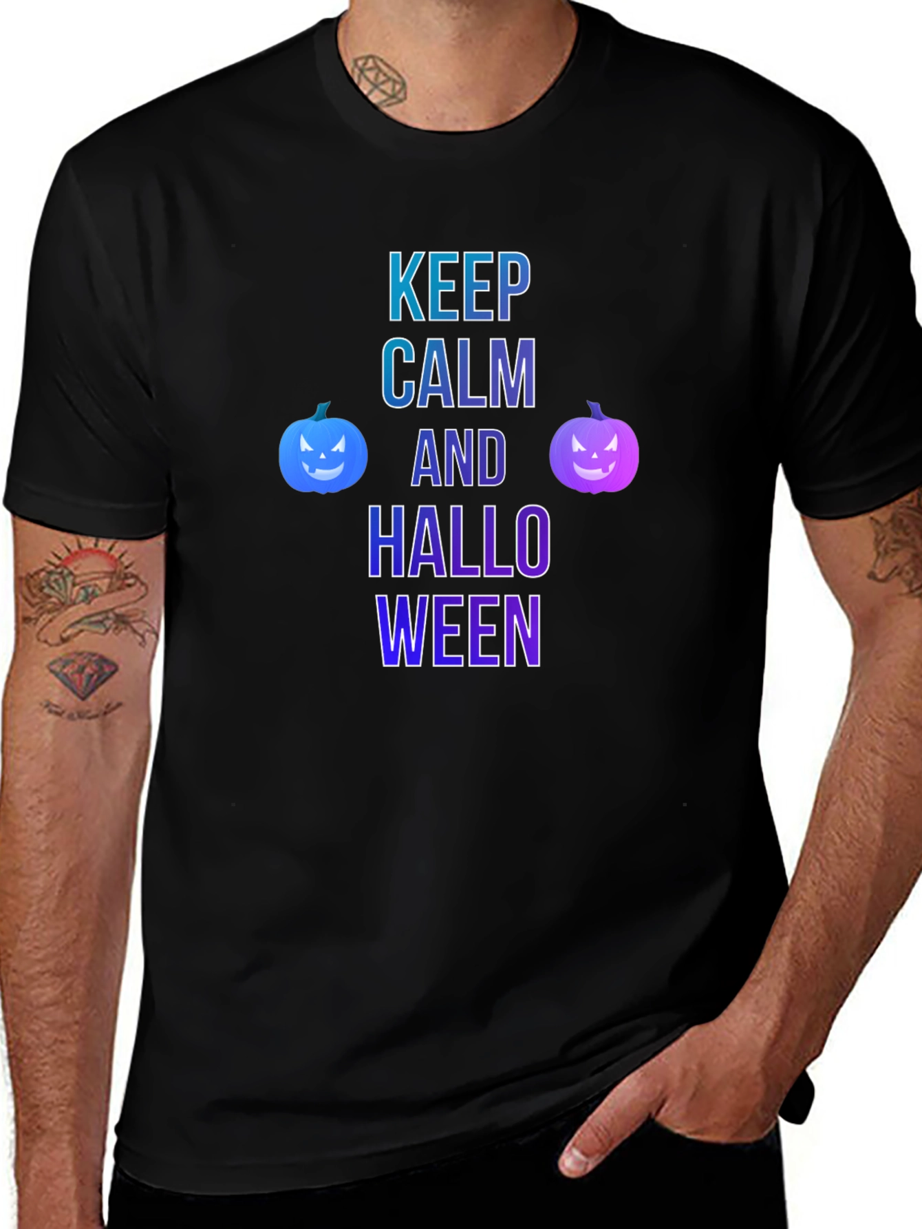 Keep Calm and Halloween Black T-Shirt