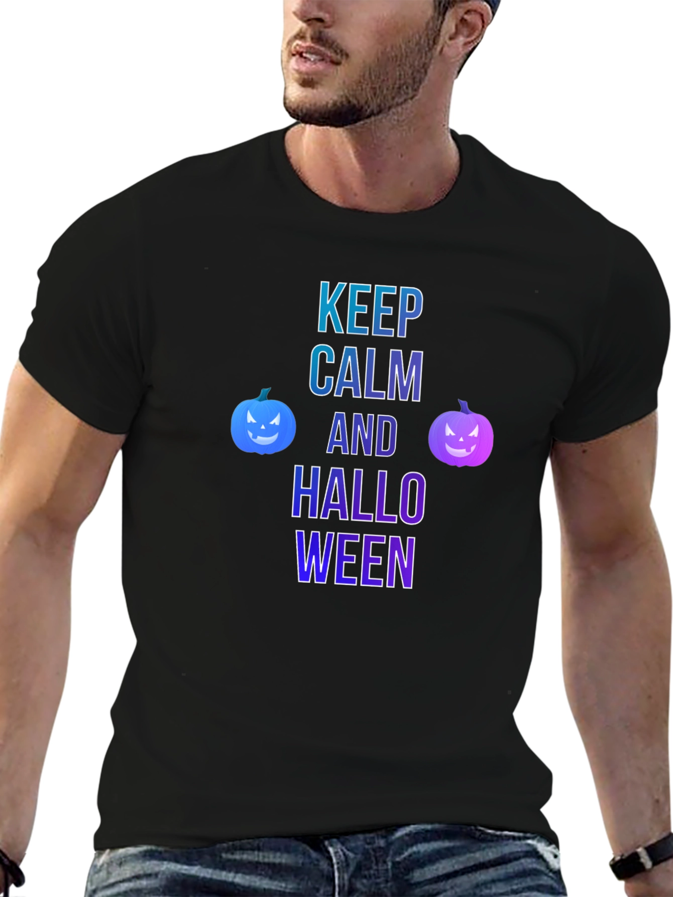 Keep Calm and Halloween Black T-Shirt
