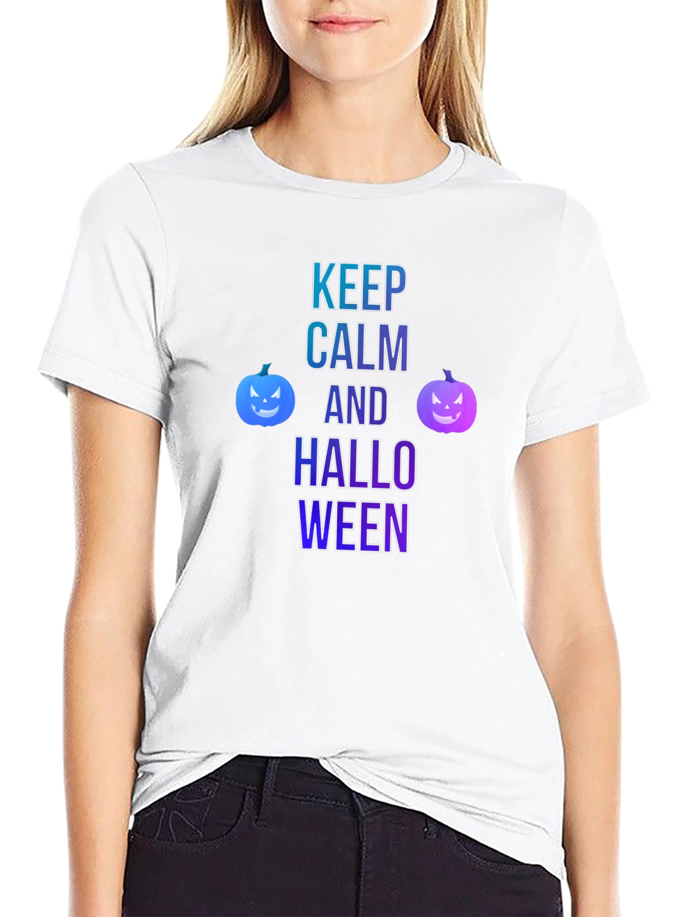 Keep Calm and Halloween Black T-Shirt