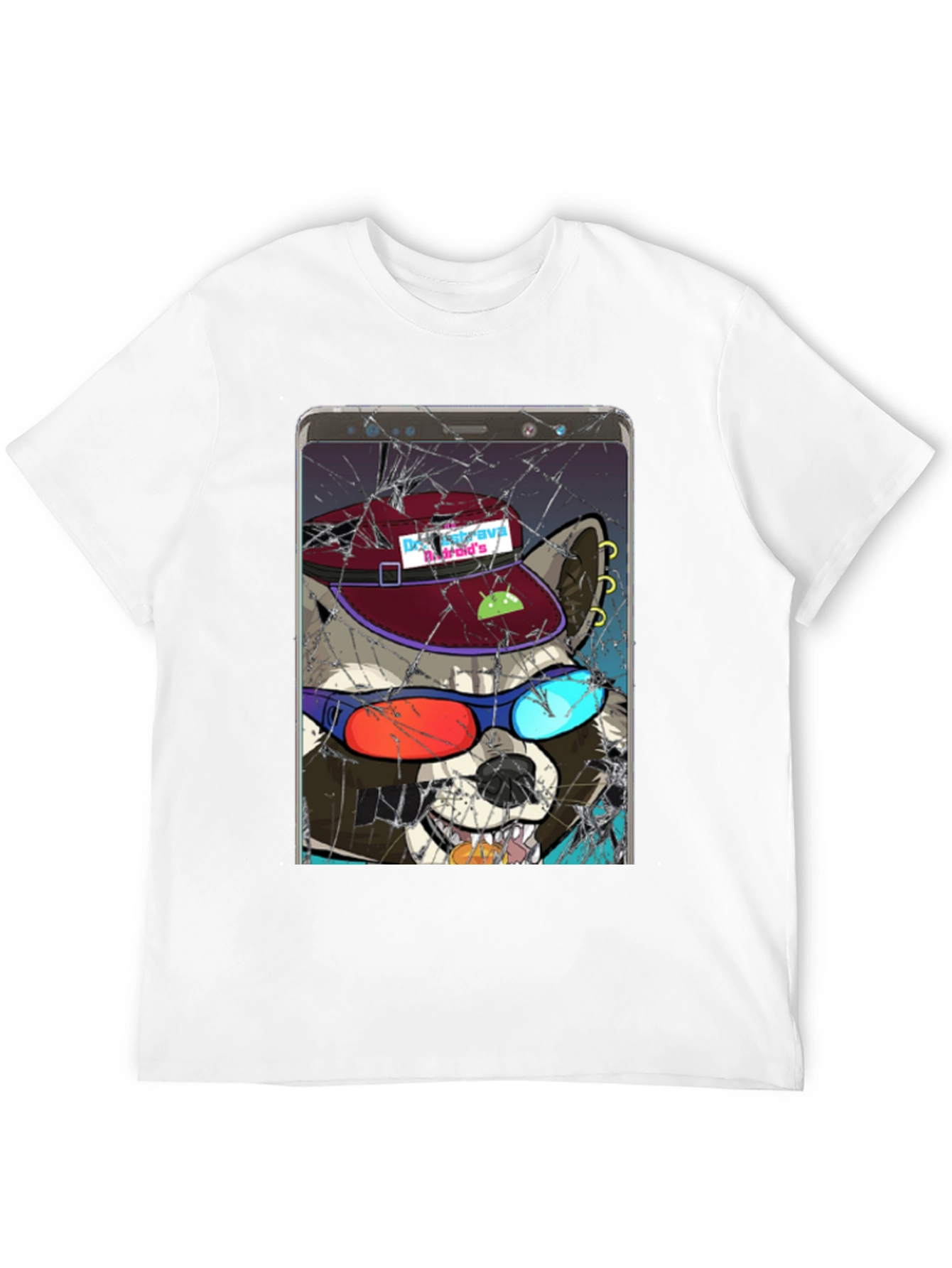 Raccoon Cellphone Graphic T-Shirt