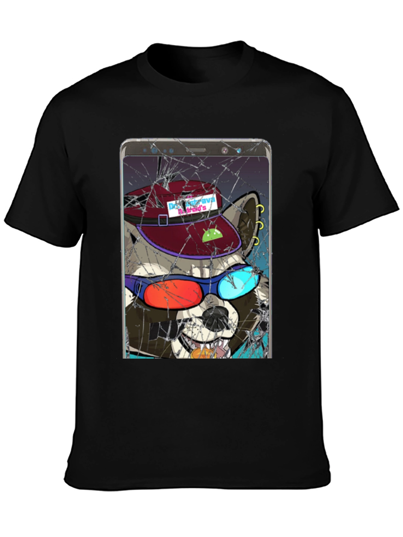 Raccoon Cellphone Graphic T-Shirt