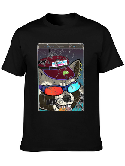 Raccoon Cellphone Graphic T-Shirt