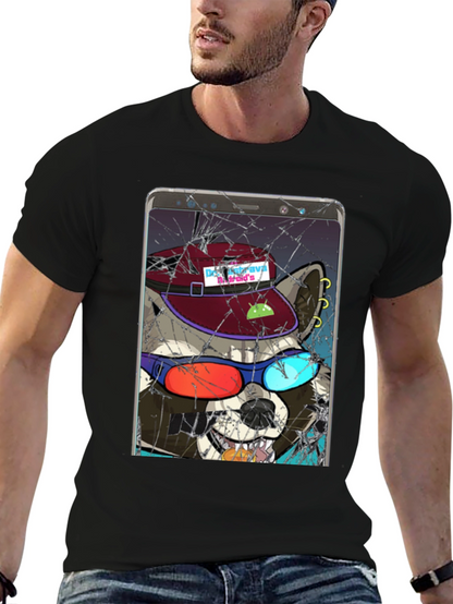 Raccoon Cellphone Graphic T-Shirt