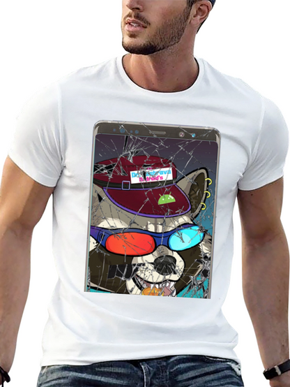 Raccoon Cellphone Graphic T-Shirt
