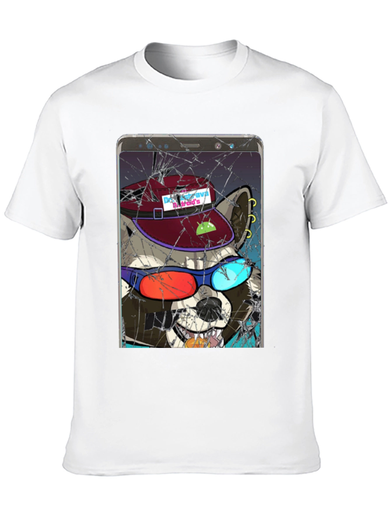 Raccoon Cellphone Graphic T-Shirt