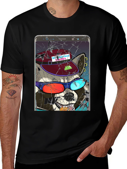 Raccoon Cellphone Graphic T-Shirt