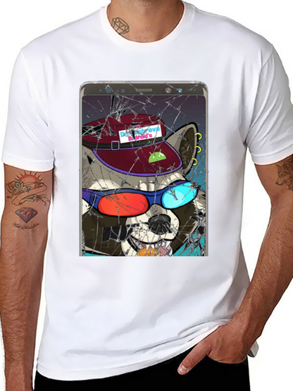 Raccoon Cellphone Graphic T-Shirt