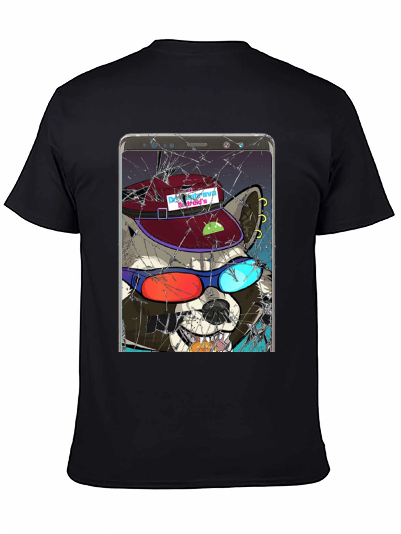 Raccoon Cellphone Graphic T-Shirt