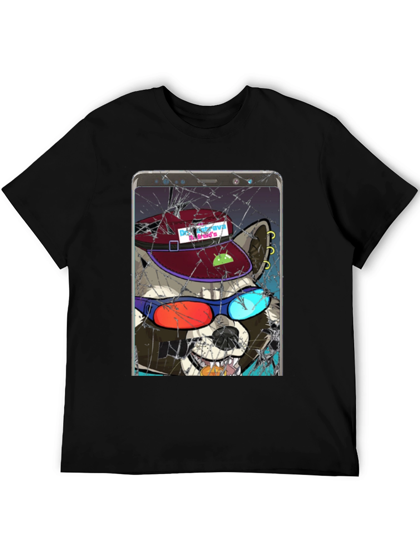 Raccoon Cellphone Graphic T-Shirt