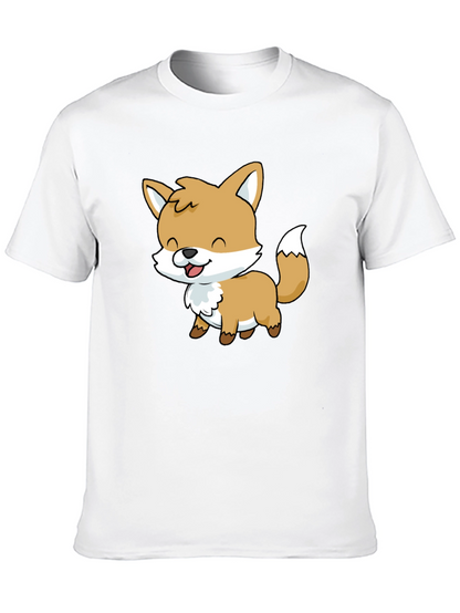 Cute Cartoon Fox Graphic Black T-Shirt