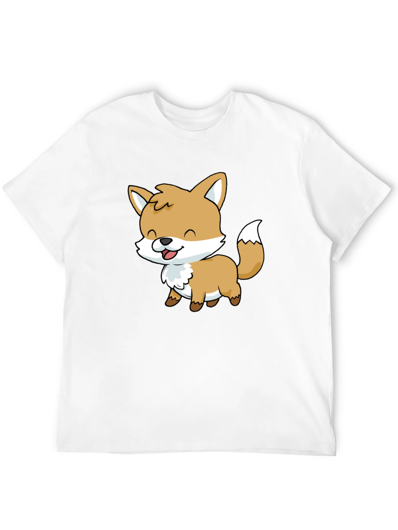 Cute Cartoon Fox Graphic Black T-Shirt