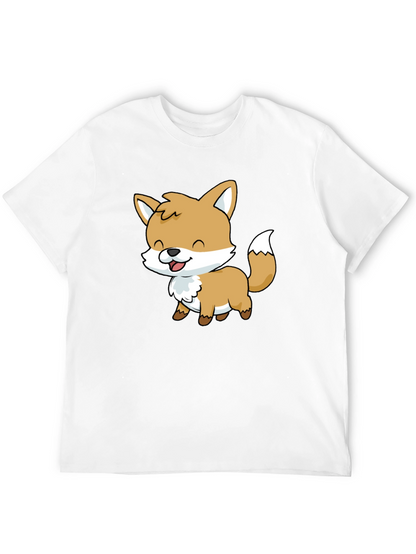 Cute Cartoon Fox Graphic Black T-Shirt