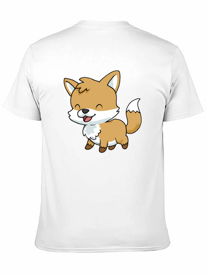 Cute Cartoon Fox Graphic Black T-Shirt