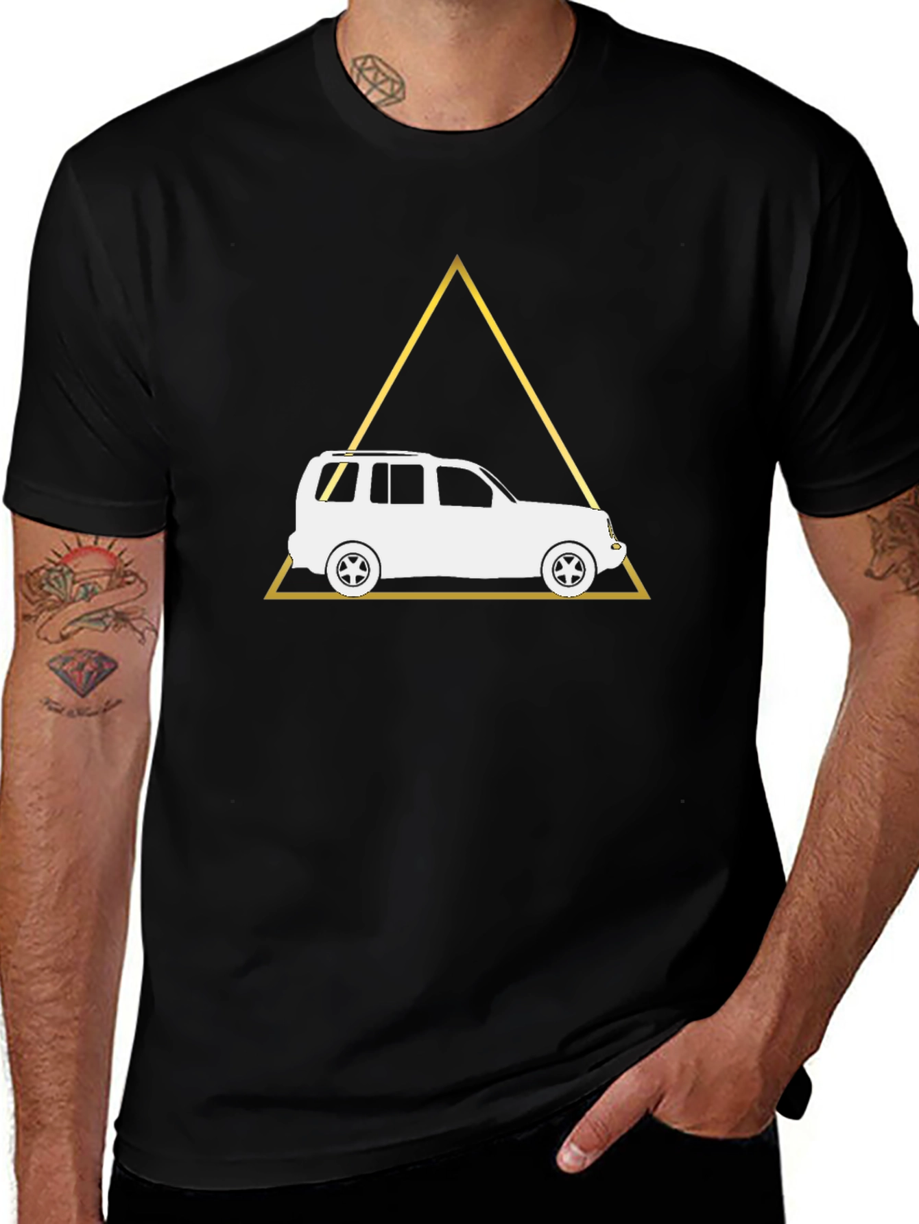 Geometric Car T-Shirt - Black