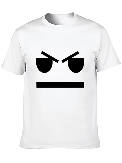 Grumpy Face Graphic T-Shirt - Black Cotton Tee