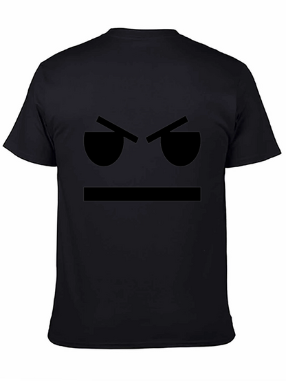 Grumpy Face Graphic T-Shirt - Black Cotton Tee