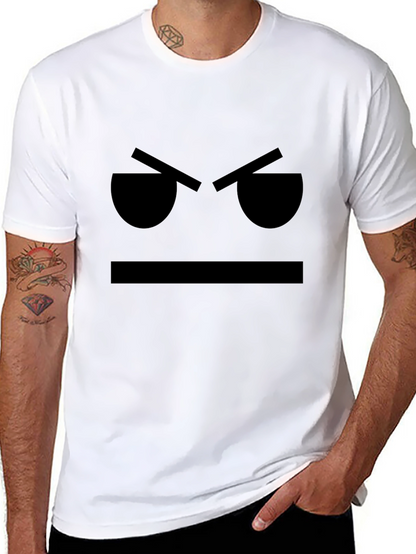 Grumpy Face Graphic T-Shirt - Black Cotton Tee