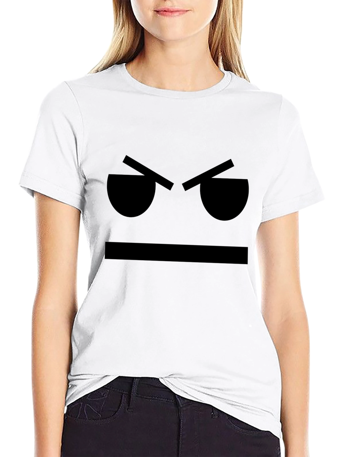 Grumpy Face Graphic T-Shirt - Black Cotton Tee