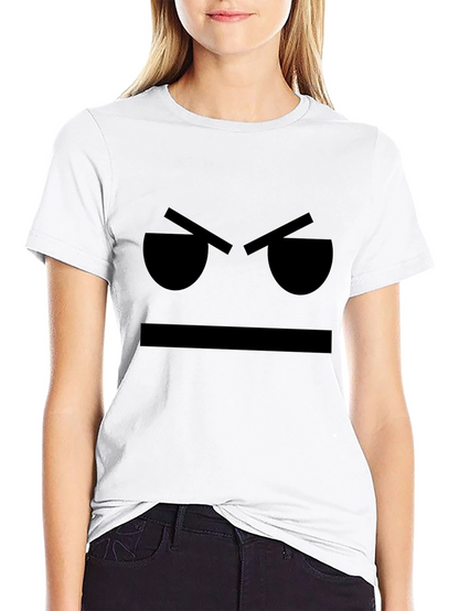 Grumpy Face Graphic T-Shirt - Black Cotton Tee