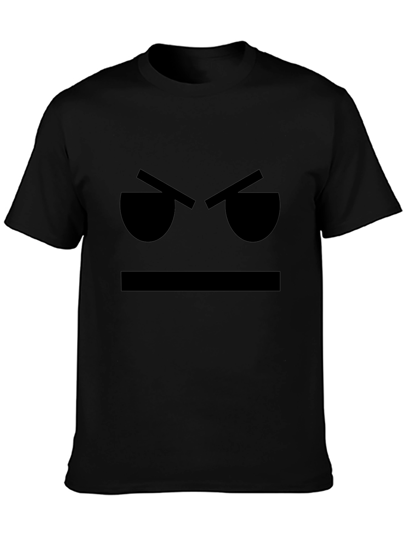 Grumpy Face Graphic T-Shirt - Black Cotton Tee