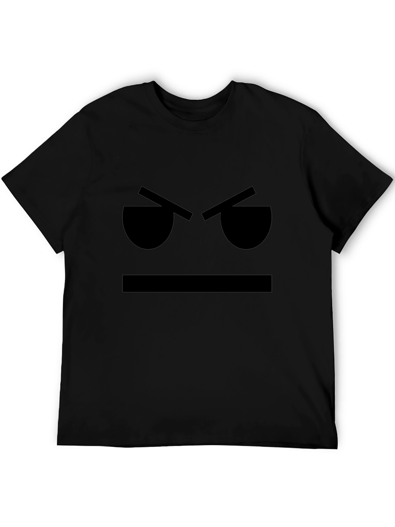 Grumpy Face Graphic T-Shirt - Black Cotton Tee