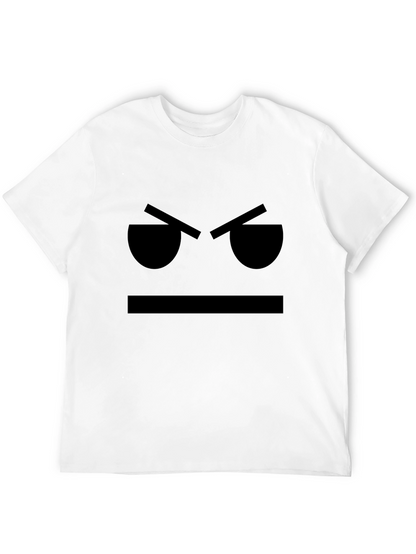 Grumpy Face Graphic T-Shirt - Black Cotton Tee