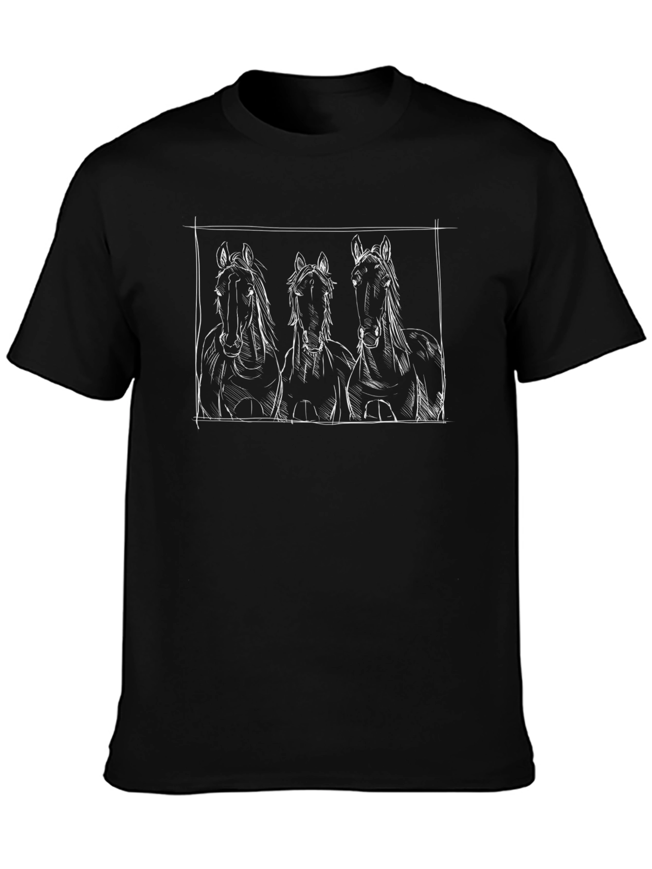 Equestrian Sketch Tee - Three Horse Design