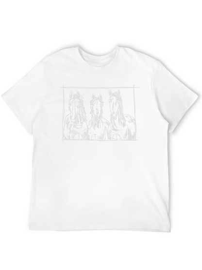 Equestrian Sketch Tee - Three Horse Design