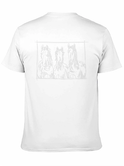 Equestrian Sketch Tee - Three Horse Design