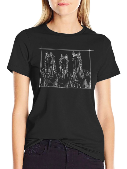 Equestrian Sketch Tee - Three Horse Design