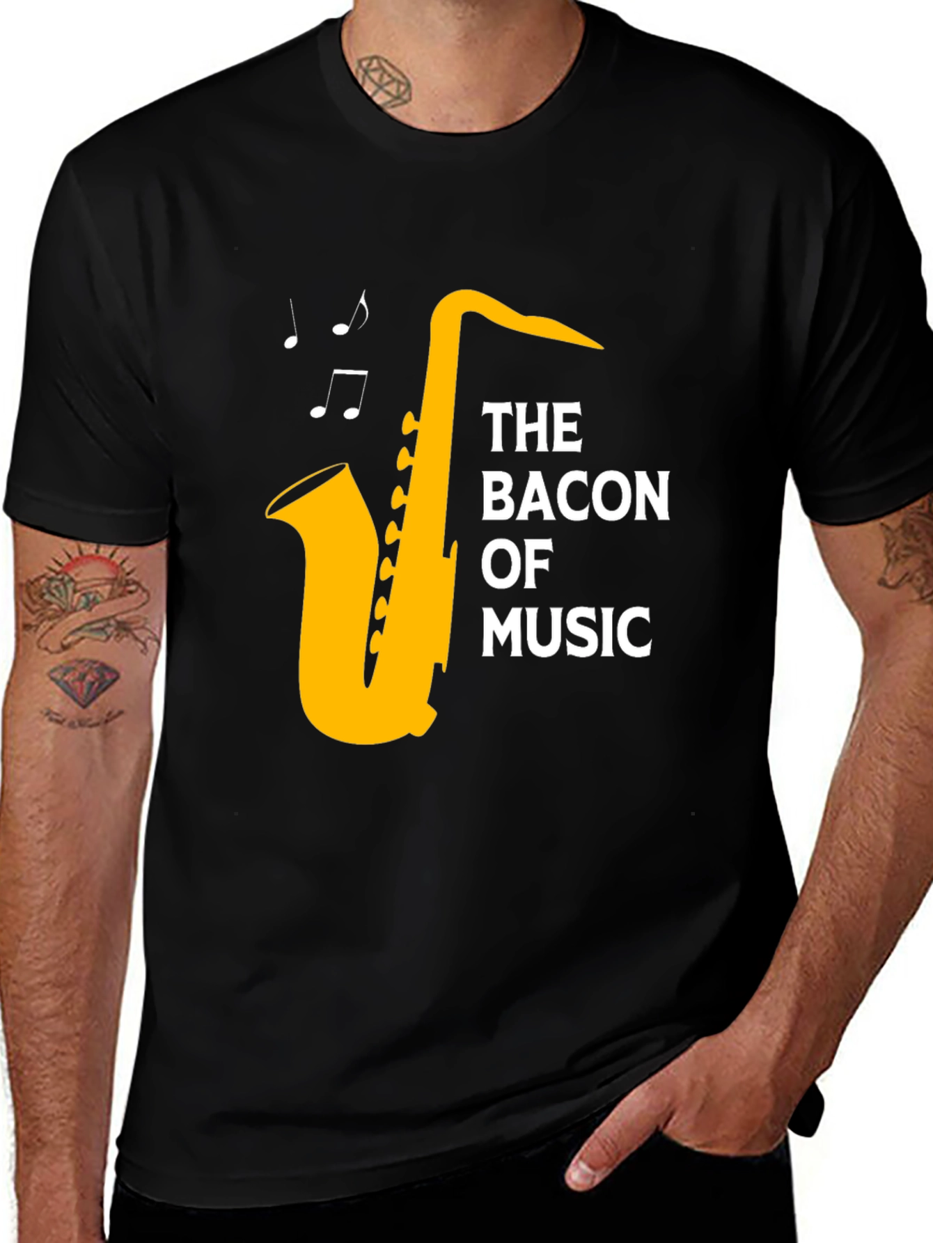 The Bacon of Music Saxophone T-Shirt - Black