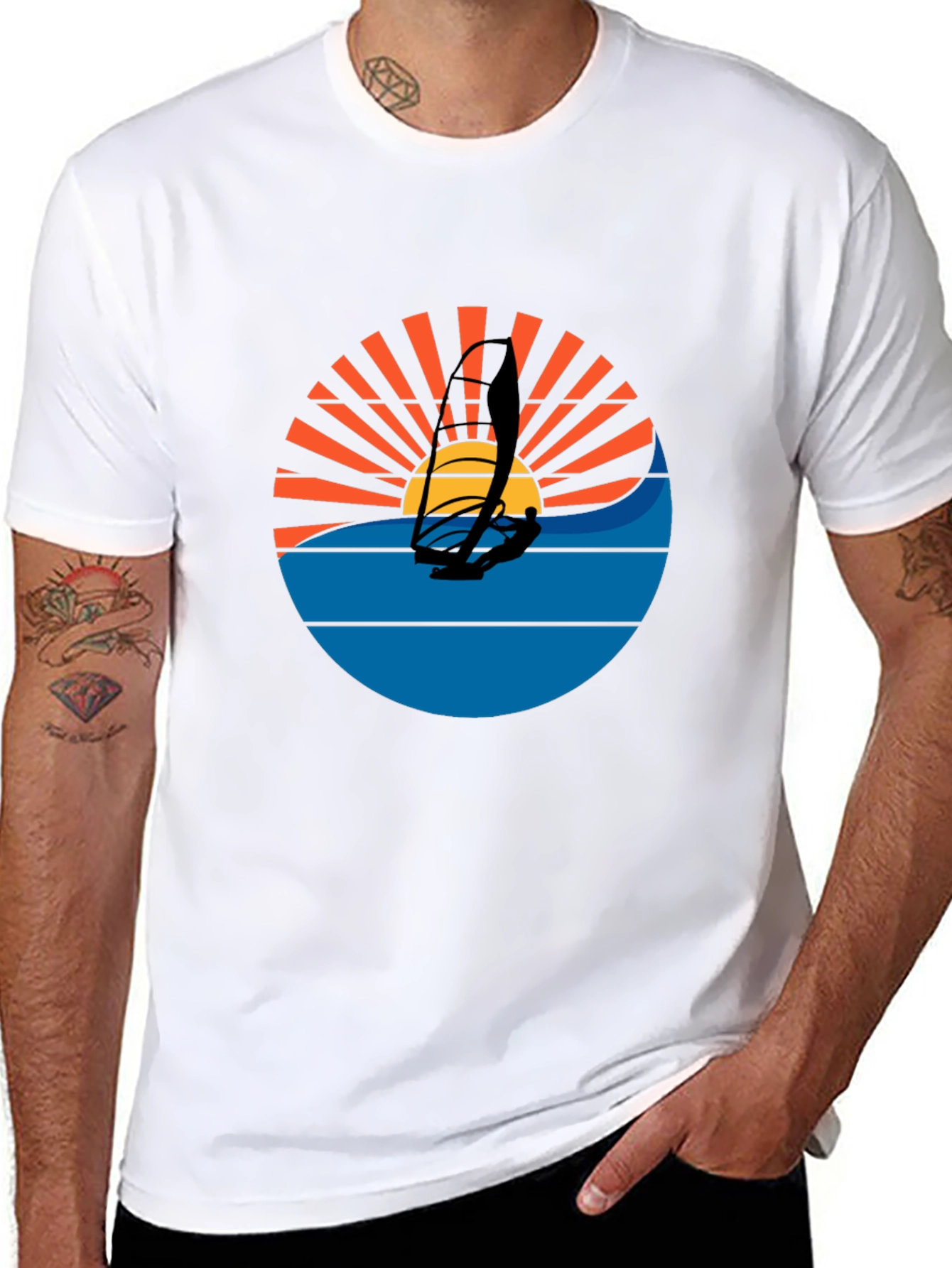 Windsurfing Sunset Graphic Tee - Black