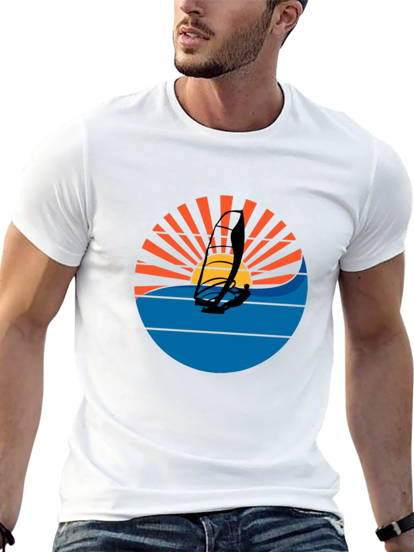 Windsurfing Sunset Graphic Tee - Black