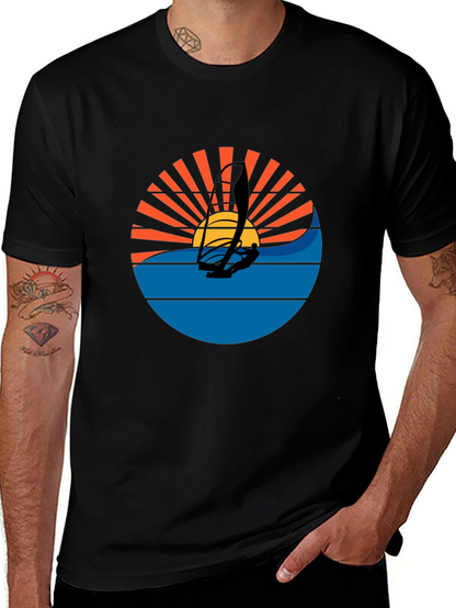 Windsurfing Sunset Graphic Tee - Black