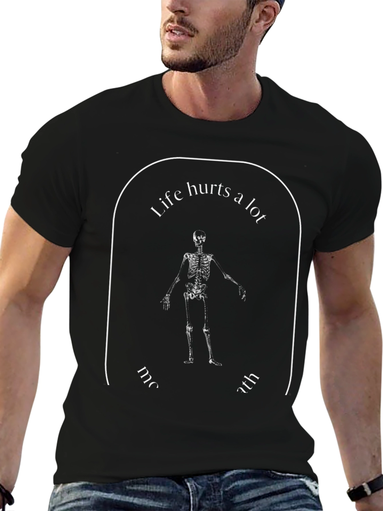 Life Hurts A Lot Skeleton Graphic T-Shirt